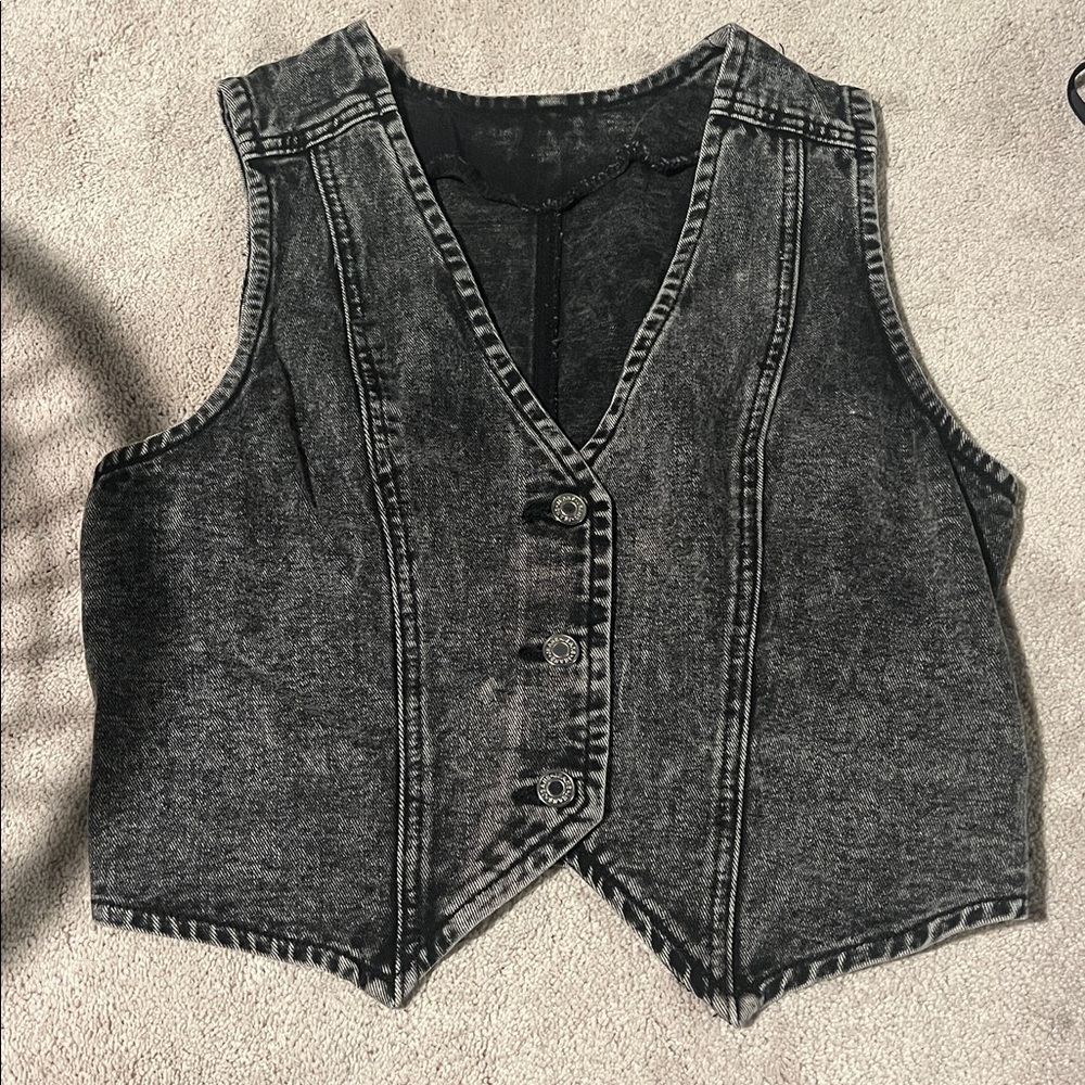 size large tall shein grey denim button up tank top